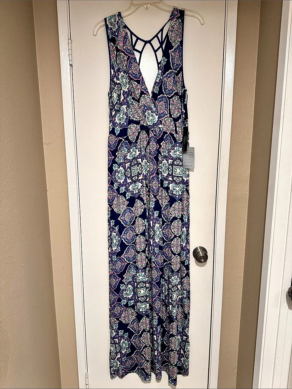 NORDSTROM Kiara Geometric Maxi Dress in Blue & Pink XL NWT